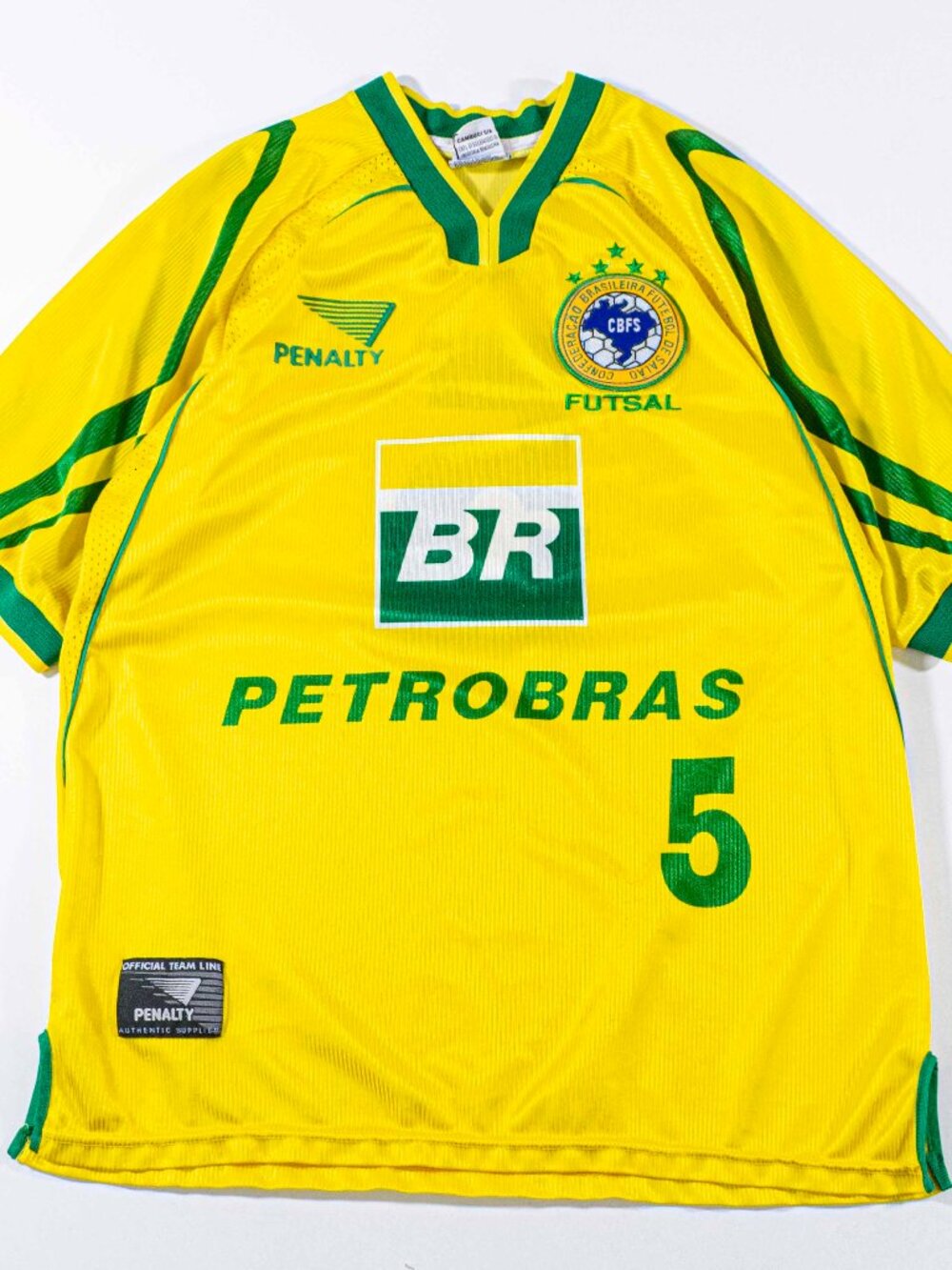 Vintage 2000 Brazil Futsal Jersey Large L Penalty CBFS Yellow Soccer Shirt Rare